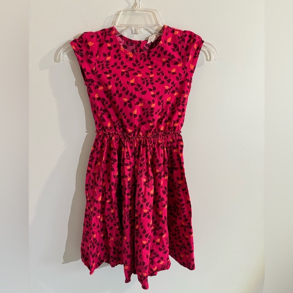 Lands' End Other - Lands End Kids Girls Dark Pink Floral Print Fit Flare Dress Size 6